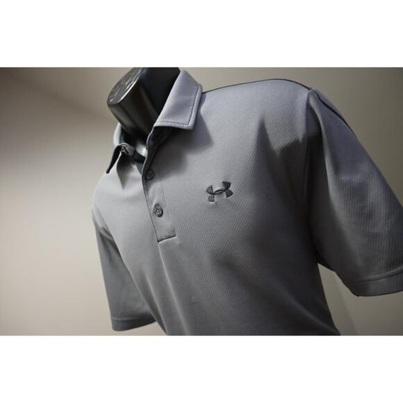 Under Armour Golf Polo HeatGear Loose Gray Athletic Shirt Mens Sz Large - Picture 1 of 10